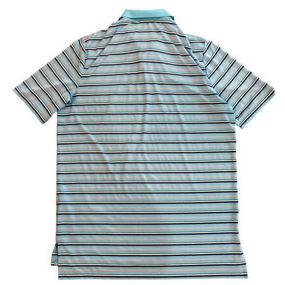 RLX Ralph Lauren Men's‎ Blue Striped Stretch Polo Shirt Short Sleeve L - Picture 2 of 11